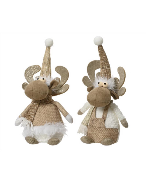 Διακοσμητικό Ελάφι Plush Decoris Λευκό/Καφέ –  30  cm