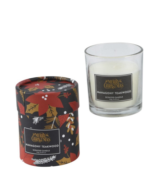 Χριστουγεννιάτικο Αρωματικό Κερί Mahogany Teakwood 8×7 cm