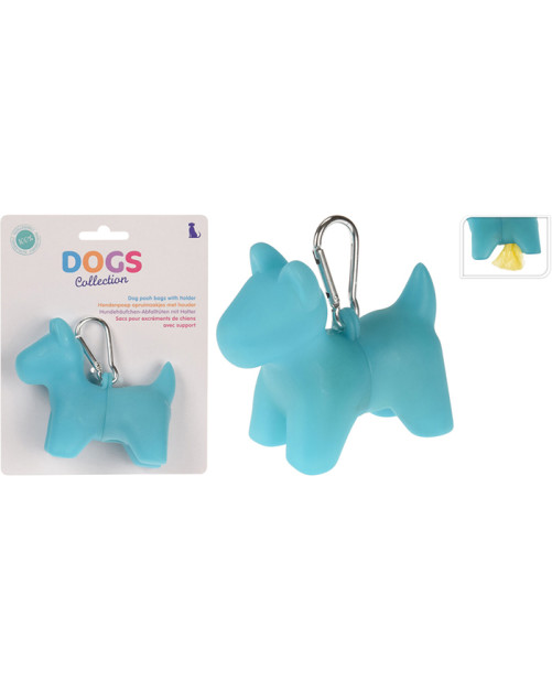 Θήκη Σακούλων Περιττωμάτων σε Σχήμα Σκύλου – Μπλε, με 20 Ανταλλακτικές Σακούλες