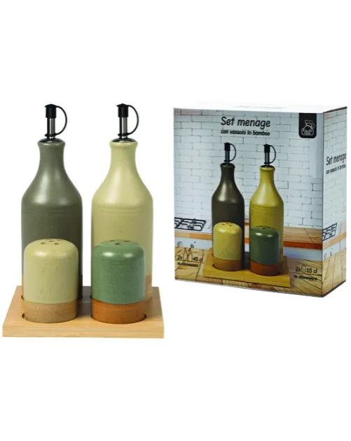 Σετ 4 Τεμαχίων Κεραμικό Λαδόξιδο & Αλατοπιπεριέρες