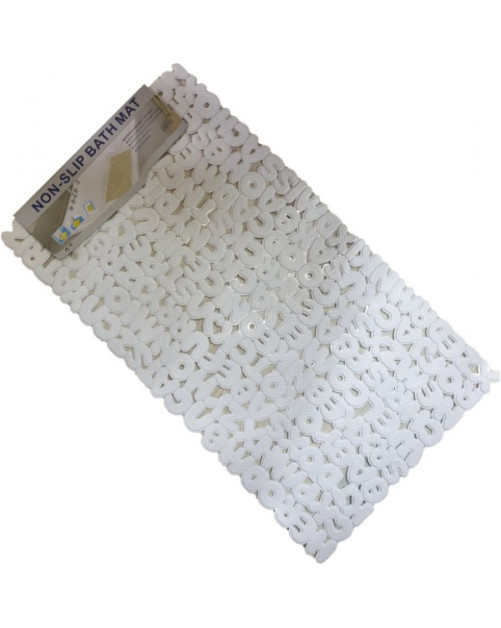 Αντιολισθητικό Ταπέτο Μπανιέρας Ορθογώνιο Letters Λευκό 37x68cm