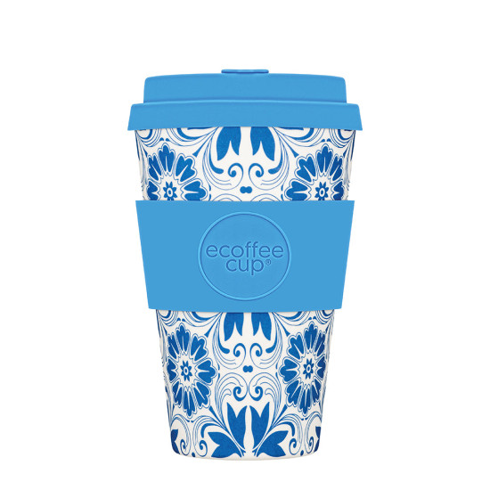 Κούπα Μπαμπού Με Καπάκι Μπλε Delft Touch Ecoffee Cup 400ml